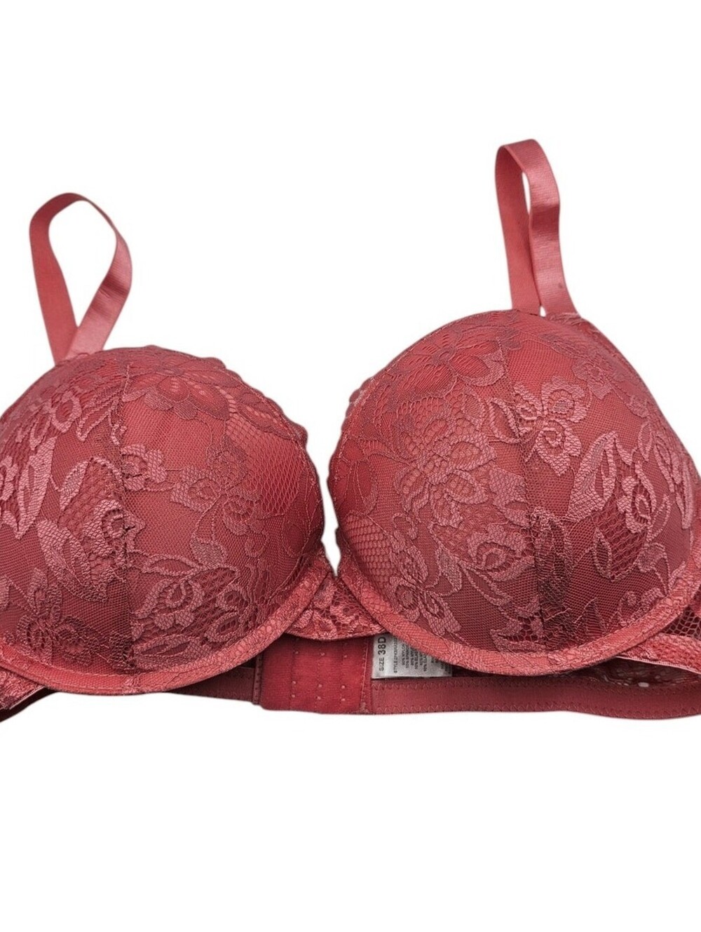 Lady Princess Intimates Sz 38D Full Figure Bra Pink Floral Lace
